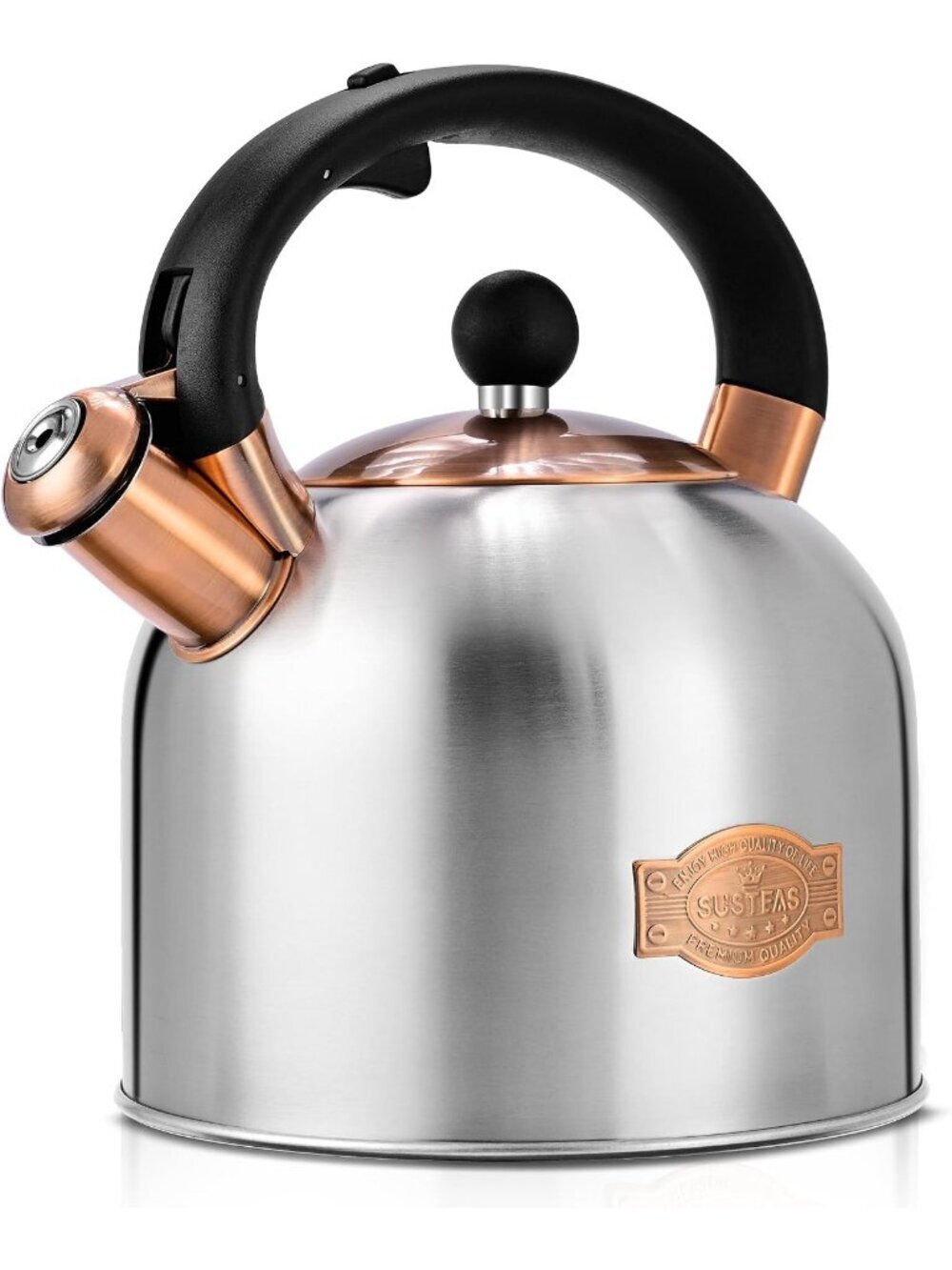 Silver Whistling Teakettle 3.17QT Stainless Steel Stovetop with Ergonomic Handle